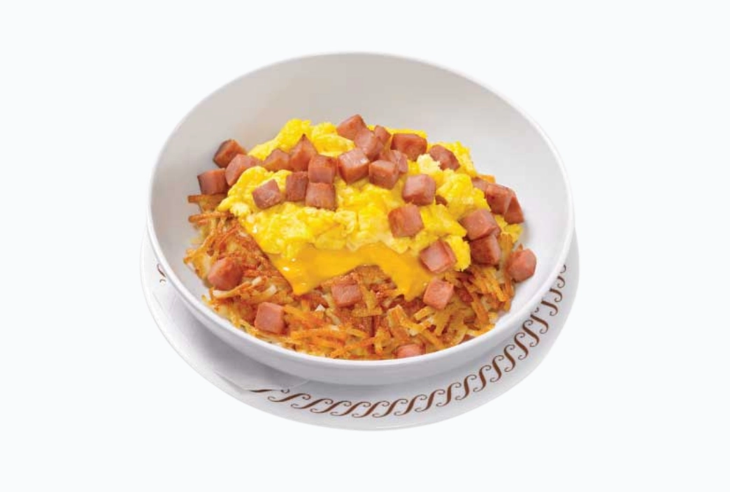 Ham, Egg and Cheese Hashbrown Bowl